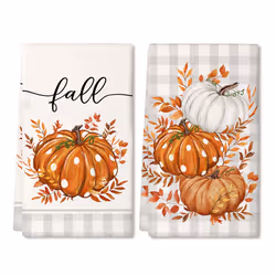 2PCS Fall Kitchen Towels Set of 2, Autumn Dish Towel Drying Dishcloth
