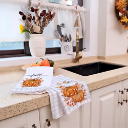 2PCS Fall Kitchen Towels Set of 2, Autumn Dish Towel Drying Dishcloth