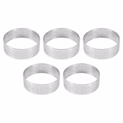 5Pcs 6cm Circular Tart Ring Dessert Stainless Steel Perforation Fruit