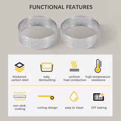 5Pcs 6cm Circular Tart Ring Dessert Stainless Steel Perforation Fruit