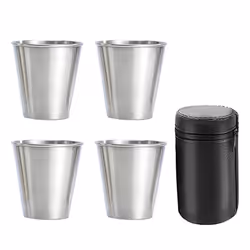 Stainless Steel Shot Cups, Set of 4 Cups, Shot Glasses, for Outdoor