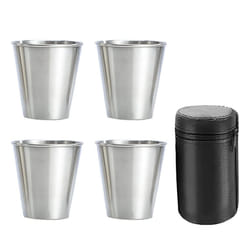 Stainless Steel Shot Cups, Set of 4 Cups, Shot Glasses, for Outdoor