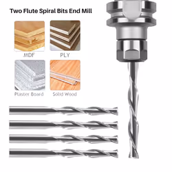 10x Carbide CNC Double Two Flute Spiral Bits End Mill Router