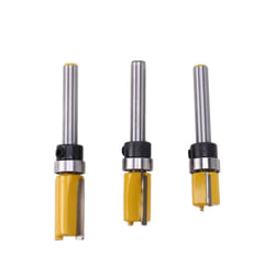 3Pcs 1/4 Inch Router Bit Pattern Top & Bottom Bearing 1/2 Inch Blade
