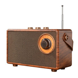 Retro FM Radio Wooden Bluetooth Bass Speaker Handsfree MP3 Player