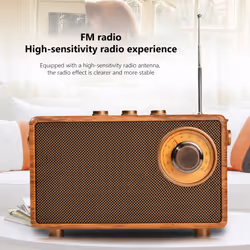 Retro FM Radio Wooden Bluetooth Bass Speaker Handsfree MP3 Player