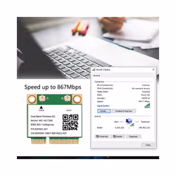 1200Mbps Wireless -AC7265 Dual Band Mini PCI-E WiFi Card Bluetooth