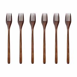 Wooden Forks, 6 Pieces Eco-Friendly Japanese Wood Salad Dinner Fork