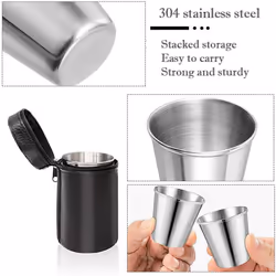 Stainless Steel Shot Cups, Set of 4 Cups, Shot Glasses, for Outdoor