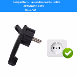 2pcs Black Schuko angled plug flat, flat plug 250 V (16 A), Eu plug
