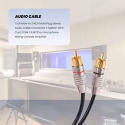 1 XLR Male to 2 Male Plug Stereo Audio Cable Connector (1.5M)