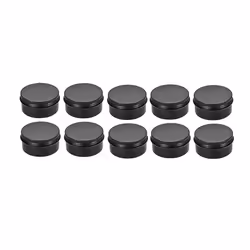 10Packs Empty Jars 80Ml Black Round Aluminum Tin Cans Screw Top