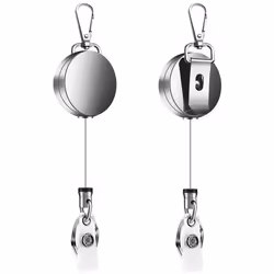2Pcs Retractable Pull Key Ring ID Badge Lanyard Name Tag Card Clip
