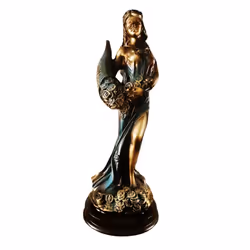 Blindfolded Fortuna Statue Ancient Goddess of Fortune Vintage Blue