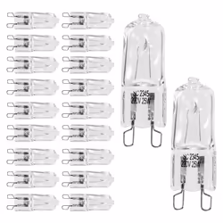 20Pcs G9 Halogen Light Bulbs,25W Clear Halogen Lamps Dimmable,2800K