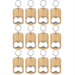 12Pcs Wood Bottle Opener Wooden Keychain Bottle Opener for Home Party