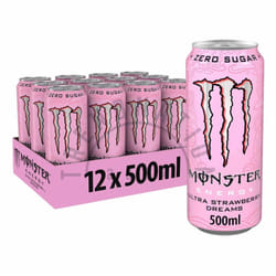 Monster Energy Drink | 500ml Cans | Assorted Flavors - 12 x Ultra Strawberry Dreams