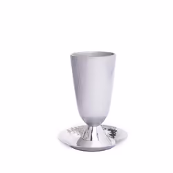 EMANUEL Yair Kiddush Cup Anodized Silver Aluminum with Hammered Finish (CUK-1)