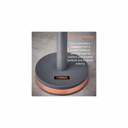Tower T826133GRY Cavaletto Towel Pole Kitchen Roll Holder with Soft Underliner, Grey and Rose Gold