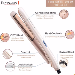 Remington Proluxe Ceramic Hair Straighteners with Pro Low Temperature Protective Setting, Rose Gold - S9100