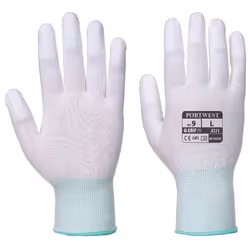 Portwest A121WHRS PU Fingertip Glove, Regular, Size: Small, White