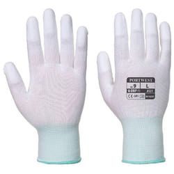 Portwest A121WHRS PU Fingertip Glove, Regular, Size: Small, White