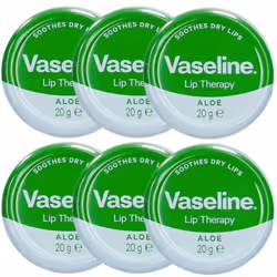 Vaseline Lip Therapy ALOE VERA Petroleum Jelly 6-Pack - 20g Tins - Xshows