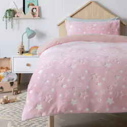Argos Home Glow in The Dark Fleece Pink Bedding Set- Toddler