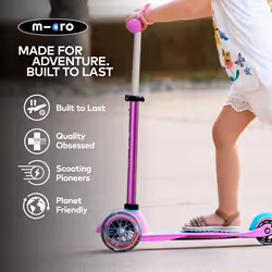 Micro Scooters | Mini Micro Deluxe LED Children's Scooter | Extra Grippy Deck | Weather Tested Stem | Remove & Fold Handlebar | Light Up Wheels | 2-5y