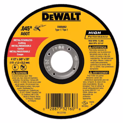 DeWalt DW8062 4-1/2""""x.045""""x7/8"""" Metal Angle Grinder Thin Cutoff Wheel  10 Pack