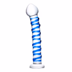 Glas Toys Blue Spiral, Classic dildo, Blue, Transparent, Glass, Curved, 177 mm, 12.7 cm