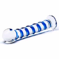 Glas Toys Blue Spiral Classic dildo Blue, Transparent Glass 177 mm 12.7 cm