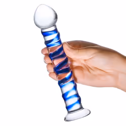 Glas Toys Blue Spiral Classic dildo Blue, Transparent Glass 177 mm 12.7 cm