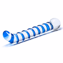 Glas Toys Mr. Swirly Classic dildo Vaginal sex Blue, Transparent Glass 165 mm 2.5 cm
