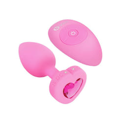 b-Vibe Vibrating Heart Remote Control Rechargeable Jewelled Butt Plug S/M