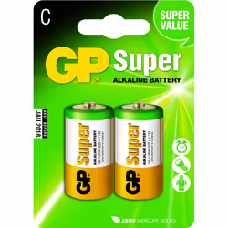 GP Batteries Super Alkaline C, Single-use battery, C, Alkaline, 1.5 V, 2 pc(s), Multicolour