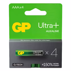 GP Batteries Ultra Plus Alkaline 03024AUPETA-B4, Single-use battery, AAA, Alkaline, 1.5 V, 4 pc(s), -20 - 50 °C