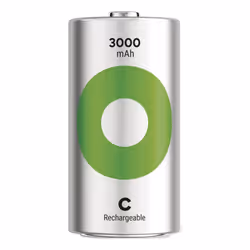 GP Batteries Recyko 3000 C, 3000 mAh, Nickel-Metal Hydride (NiMH), C, 1.2 V, Green, Silver, 2 pc(s)