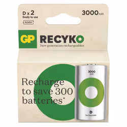 GP Batteries Recyko 3000 D industrial rechargeable battery Nickel-Metal Hydride (NiMH) 3000 mAh 1.2 V