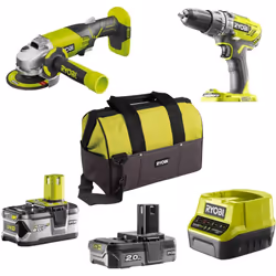 Ryobi 18v Cordless Drill and Angle Grinder Kit - (R18PDAG-242S)