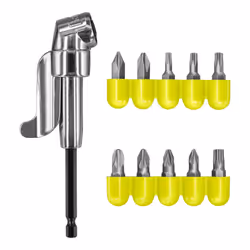 RYOBI RAKRAD11 Right Angle Drill Adapter + Bits (11 piece), Silver