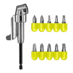 RYOBI RAKRAD11 Right Angle Drill Adapter + Bits (11 piece), Silver