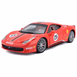 BBURAGO Ferrari 458 Challenge #5, Sports car model, Preassembled, 1:24, Ferrari 458 Challenge #5, Male, Black, Red