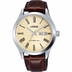 Lorus Men's Prosecco Shaded Dial Brown Leather Strap Dress Watch RXN53DX9