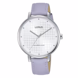 Lorus Ladies Patterned White Dial Mauve Leather Strap Dress Watch RG267PX8