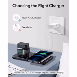 ESR 2-in-1 Wireless Charger & Apple Watch Charging Stand - [Detachable iWatch Wireless Charging ] 15W Fast Charging for iPhone 12/11/XS/XR/8/8 Plus,