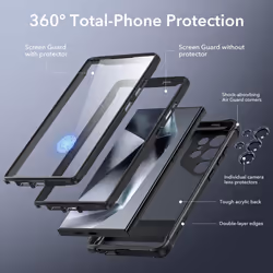 for Samsung Galaxy S24 Ultra Case, S24 Ultra Phone Case with Extra Protective Front Frame, 3 Stand Modes, Exceeds