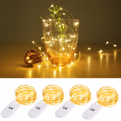 LE Battery Fairy Lights, 1M 20 LED Small Fairy Lights, Warm White Christmas Lights, Battery Powered Mini Copper Wire Lights f ...