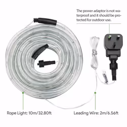 LE Outdoor LED Rope Lights Kit, 10m 240 LEDs Waterproof Strip Lights, 24V Daylight White Decorative Lights for Garden, Fence, Patio, Home and More