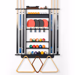 XcSOURcE Pool Stick Holder  2-IN-1 Pool cue Rack  Ping Pong Paddle Holder  100 Solid Pine Wood Wall Mount Holds Billiards and ...